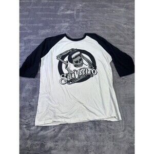 Suavecito Men's White/Black Baseball Raglan Tee - Large Graphic Print
